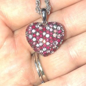 Ruby and pink sapphire heart shaped necklace